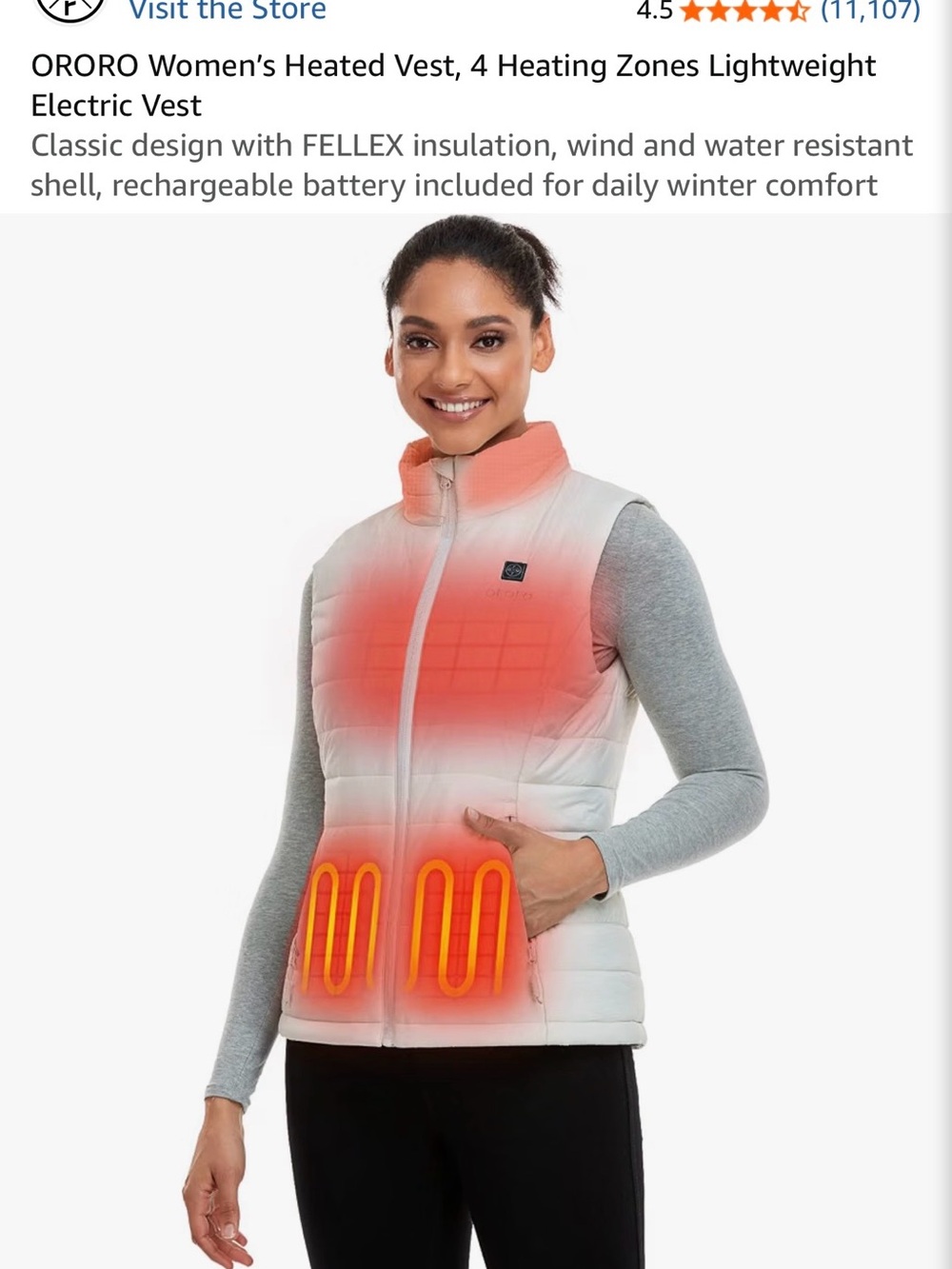 ORORO Women's Heated Puffer Vest - White